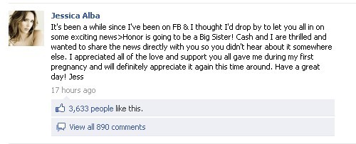 Jessica Alba Facebook status