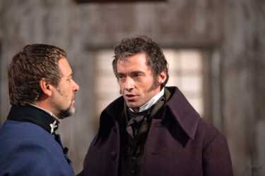(L to R) Oscar winner RUSSELL CROWE as Javert and HUGH JACKMAN as Jean Valjean in Les Miserables