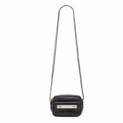 Mini Camera Bag in Midnight croc nappa leather